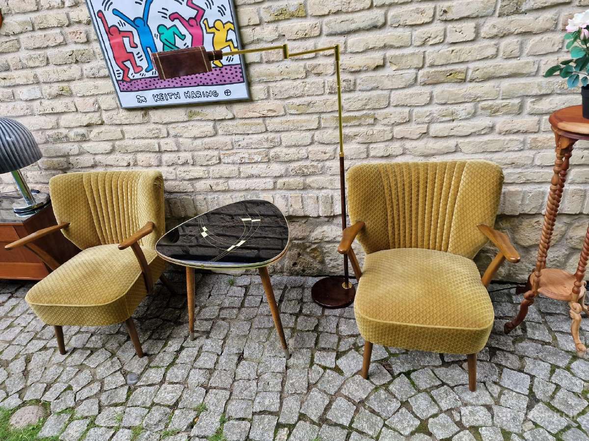Vintažiniai mid century spyruokliniai foteliai - nuotraukos Nr. 4