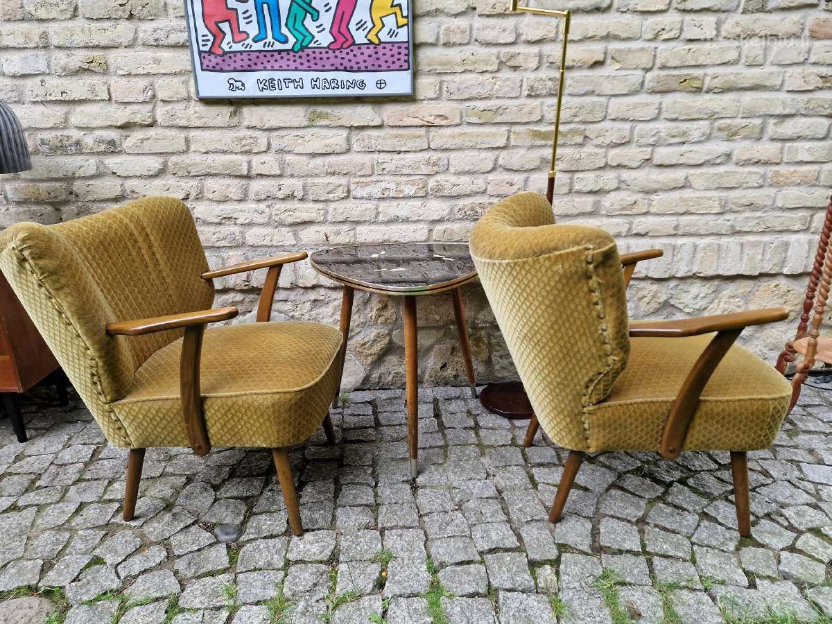Vintažiniai mid century spyruokliniai foteliai - nuotraukos Nr. 10