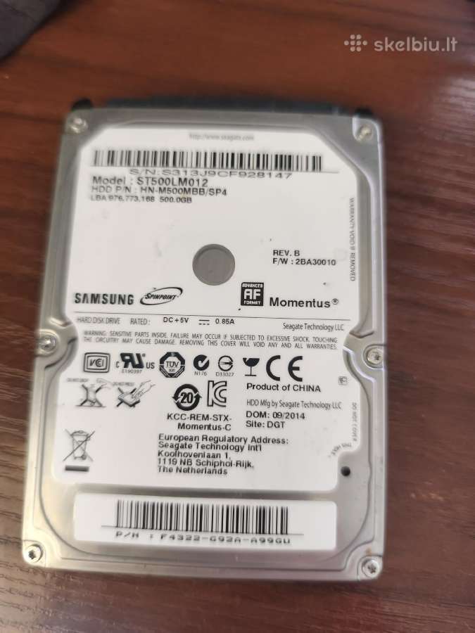 Kietasis diskas Samsung 500gb laptop