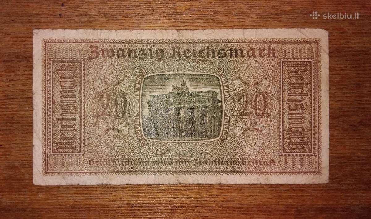 Vokietijos 20 markių banknotas - nuotraukos Nr. 2