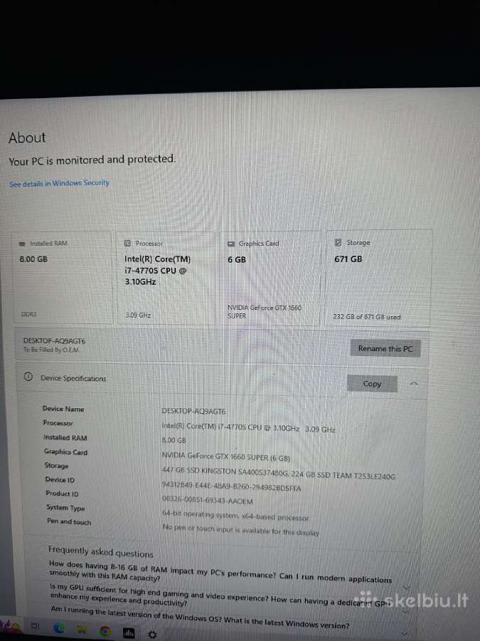 Parduodu pc specs foto - nuotraukos Nr. 6