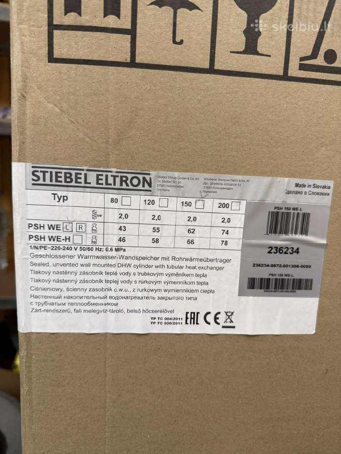 Naujas boileris Stiebel Eltron Psh 150 We-l (150l)