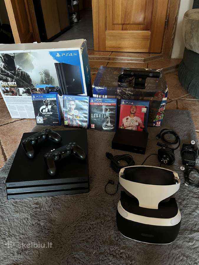 Ps4 pro 1tb goldhen atrištas+vr rinkinys+du gamepa