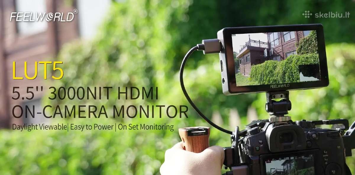 Feelworld Lut5 Monitor + Cage + Np-f550 baterijos