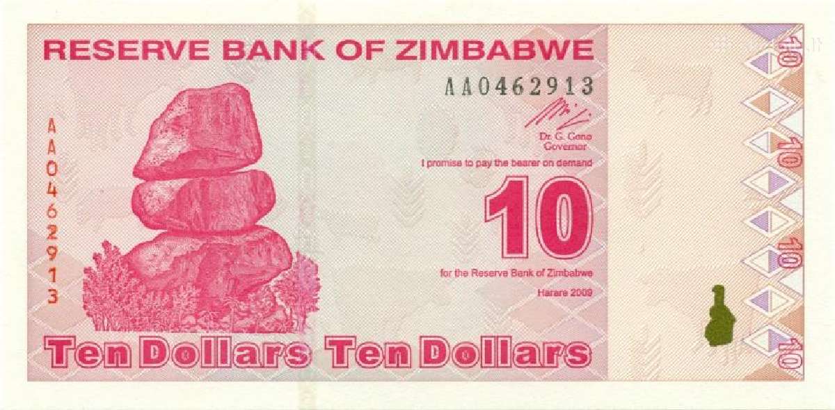 Zimbabwe 10 dollars 2009. Unc. P - nuotraukos Nr. 2