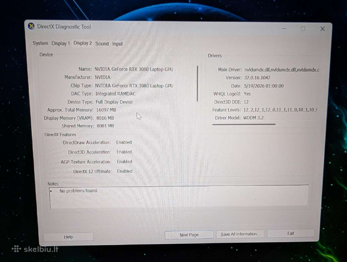 Acer Triton Intel i7, Rtx 3080, Qhd - nuotraukos Nr. 10