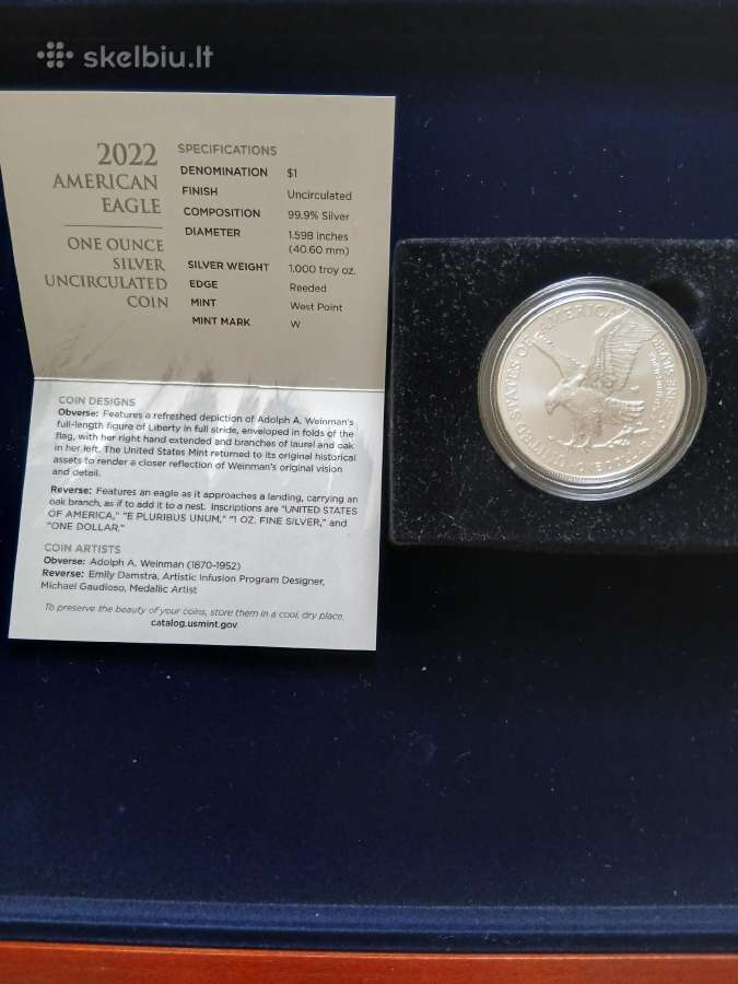 JAV Burnished 2022 W Silver Eagle - nuotraukos Nr. 2
