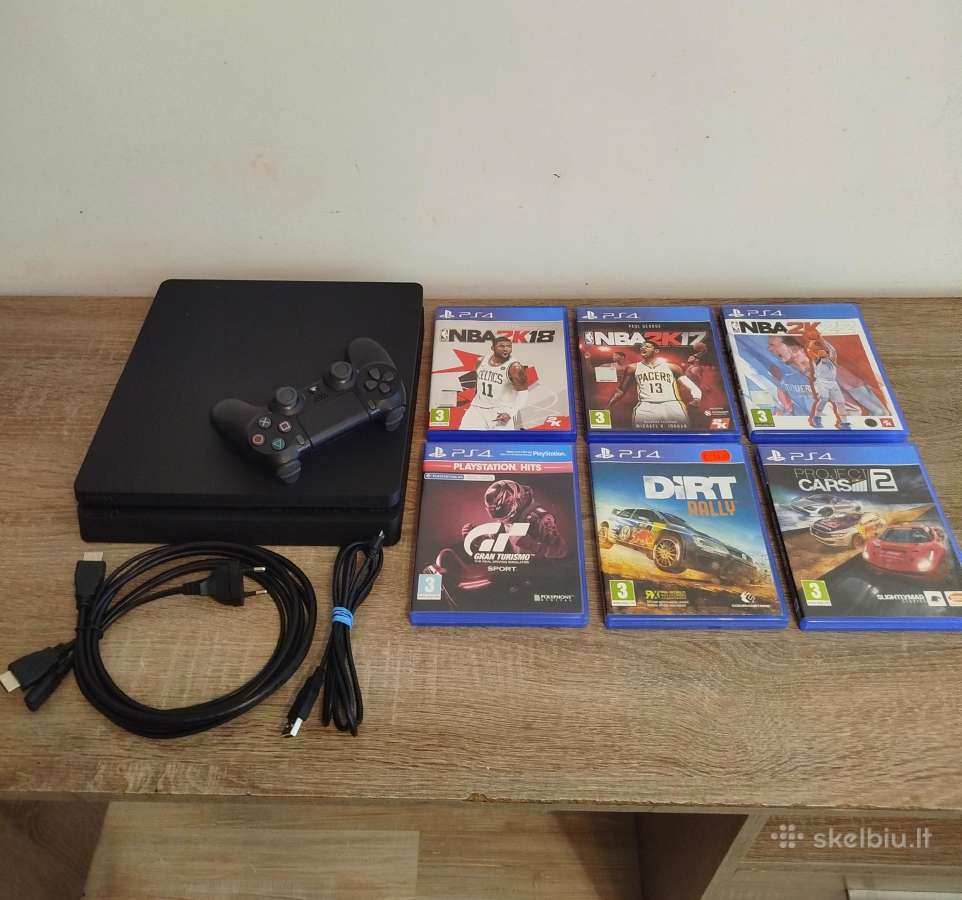 Ps4 Playstation 4 Slim 500gb + 6 žaidimai