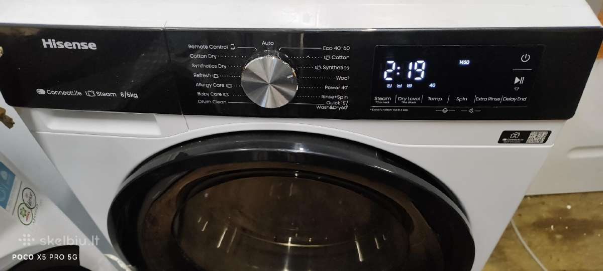 Hisense Wd3s8043bw3 8/5kg su džiovykle 51cm Gylis