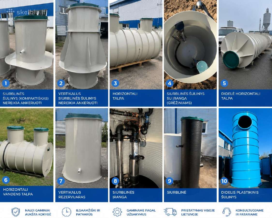 Plastikinės siurblinės, šuliniai ir talpos
