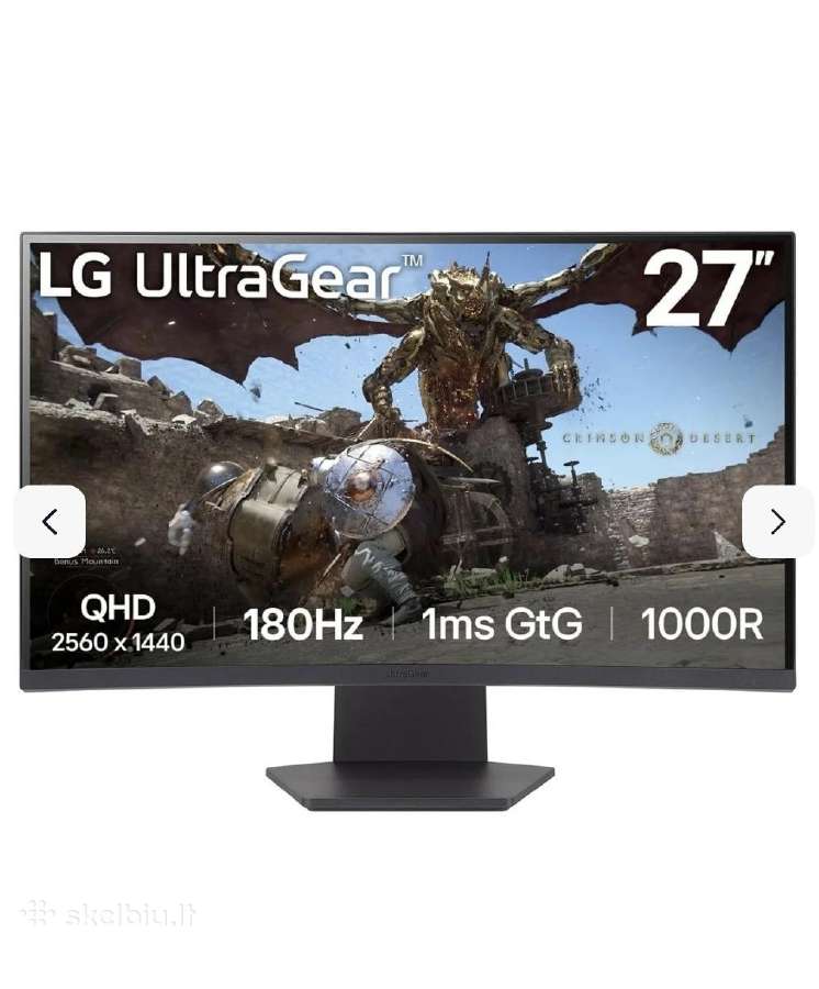 Monitorius LG Ultragear, 27gs60qc-b.aeuq, LED, 180