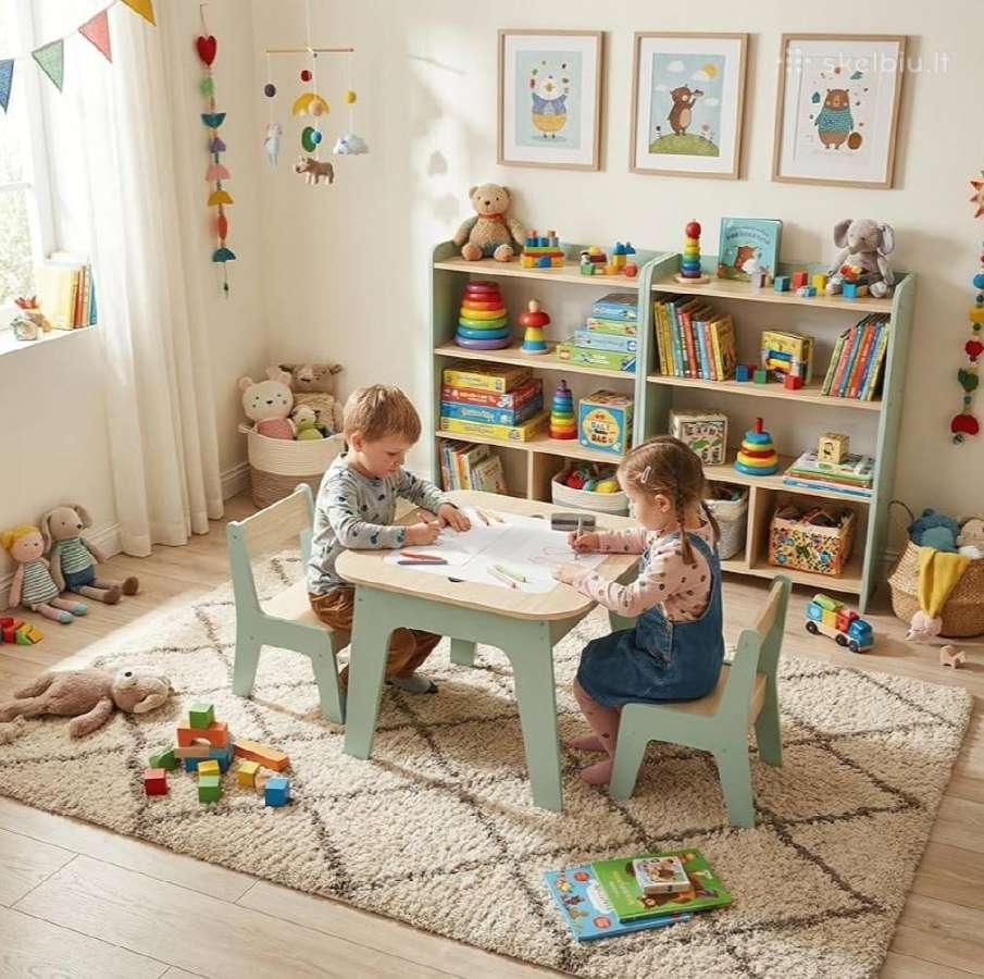 Naujas vaikiškas interaktyvus stalas su kėdėmis - nuotraukos Nr. 5