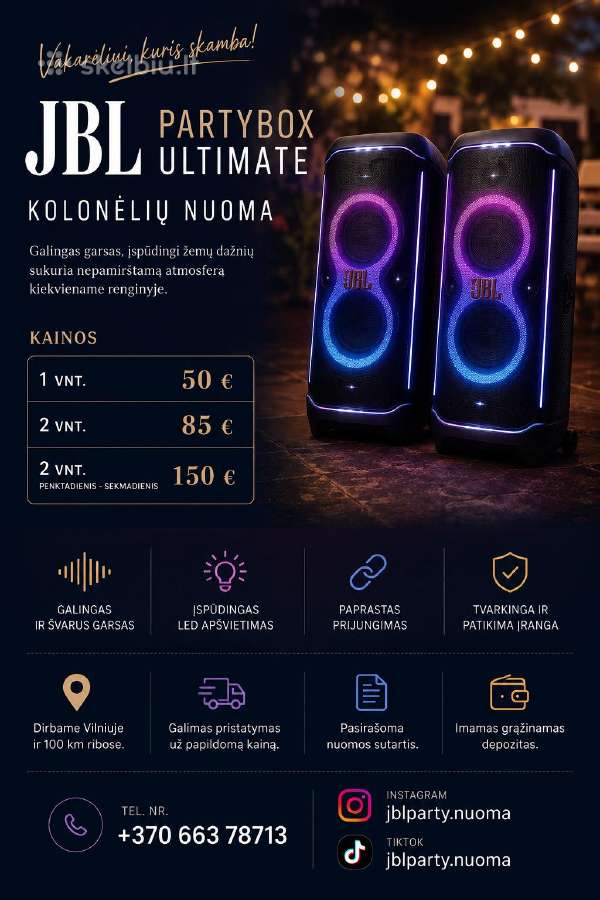 Jbl Partybox Ultimate nuoma Vilniuje