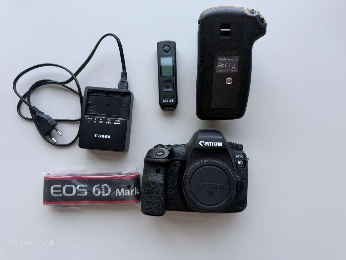 Canon EOS 6d Mark II komplektas + Battery Grip