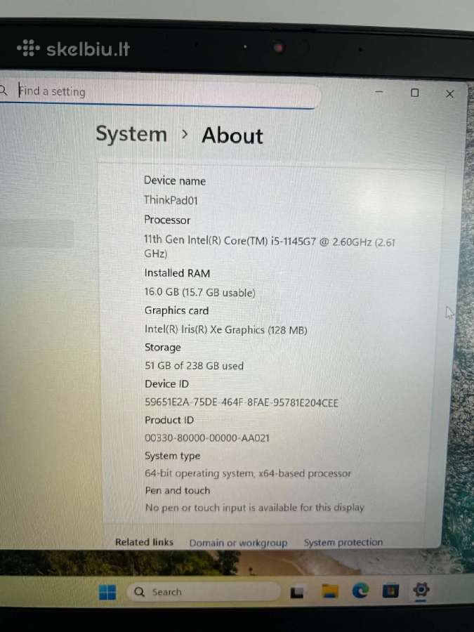 Lenovo Thinkpad T14s Gen 2 / i5-1145g7 / 16 GB RAM - nuotraukos Nr. 3