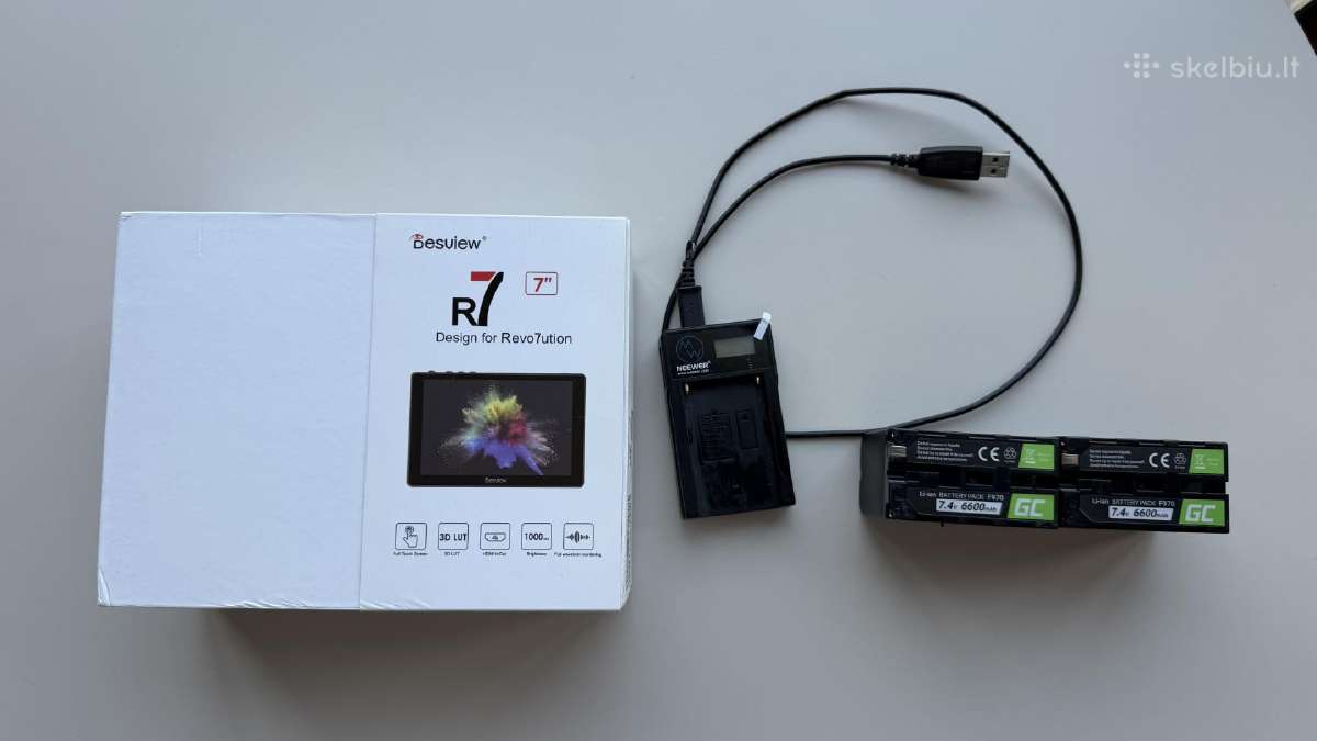 Bestview R7 monitorius + 2 galingos baterijos