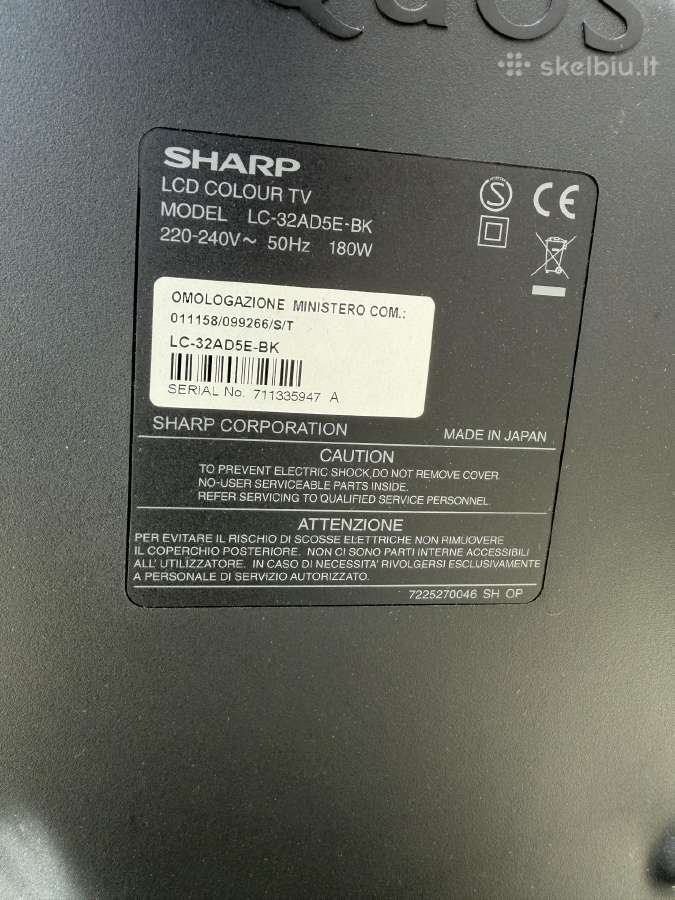 Sharp Lc-32ad5e-bk 32 LCD televizorius - nuotraukos Nr. 2