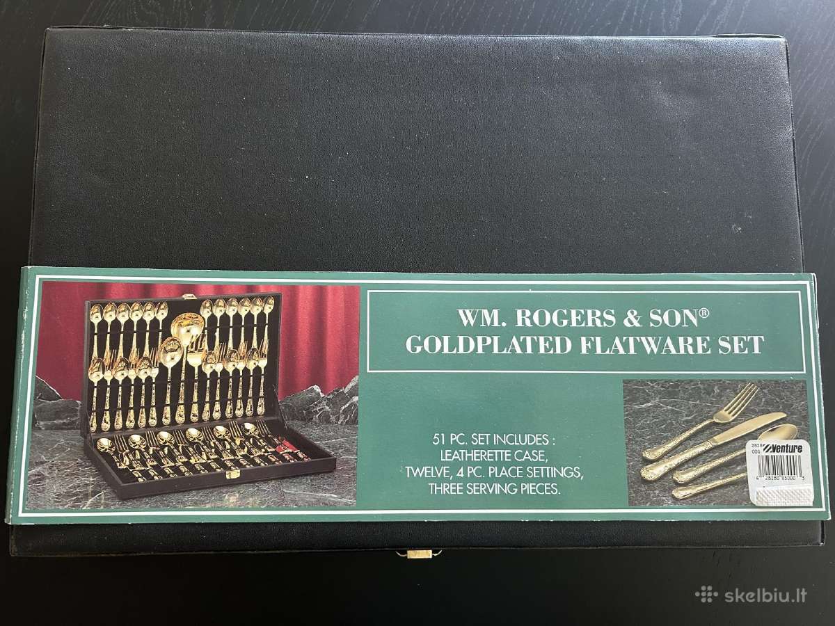 Paauksuotas stalo įrankių rinkinys Wm. Rogers&son