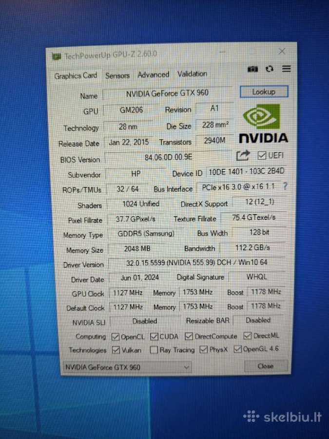 Hp Nvidia Gtx 960 2gb Gddr5 Gpu - nuotraukos Nr. 4