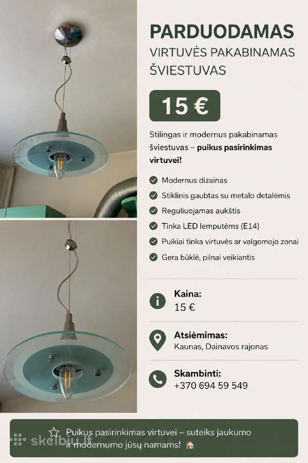 Pakabinamas virtuvės šviestuvas – modernus – 15 €