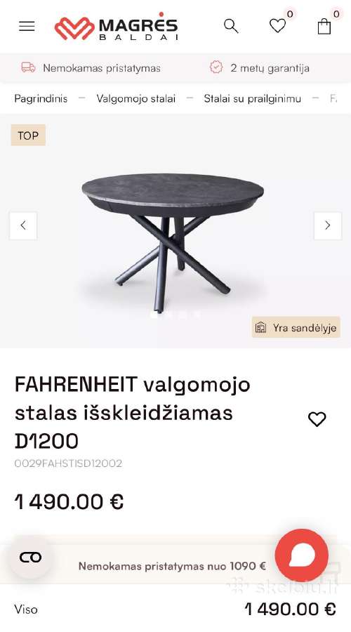 Magrės baldai Fahrenheit valgomojo stalas