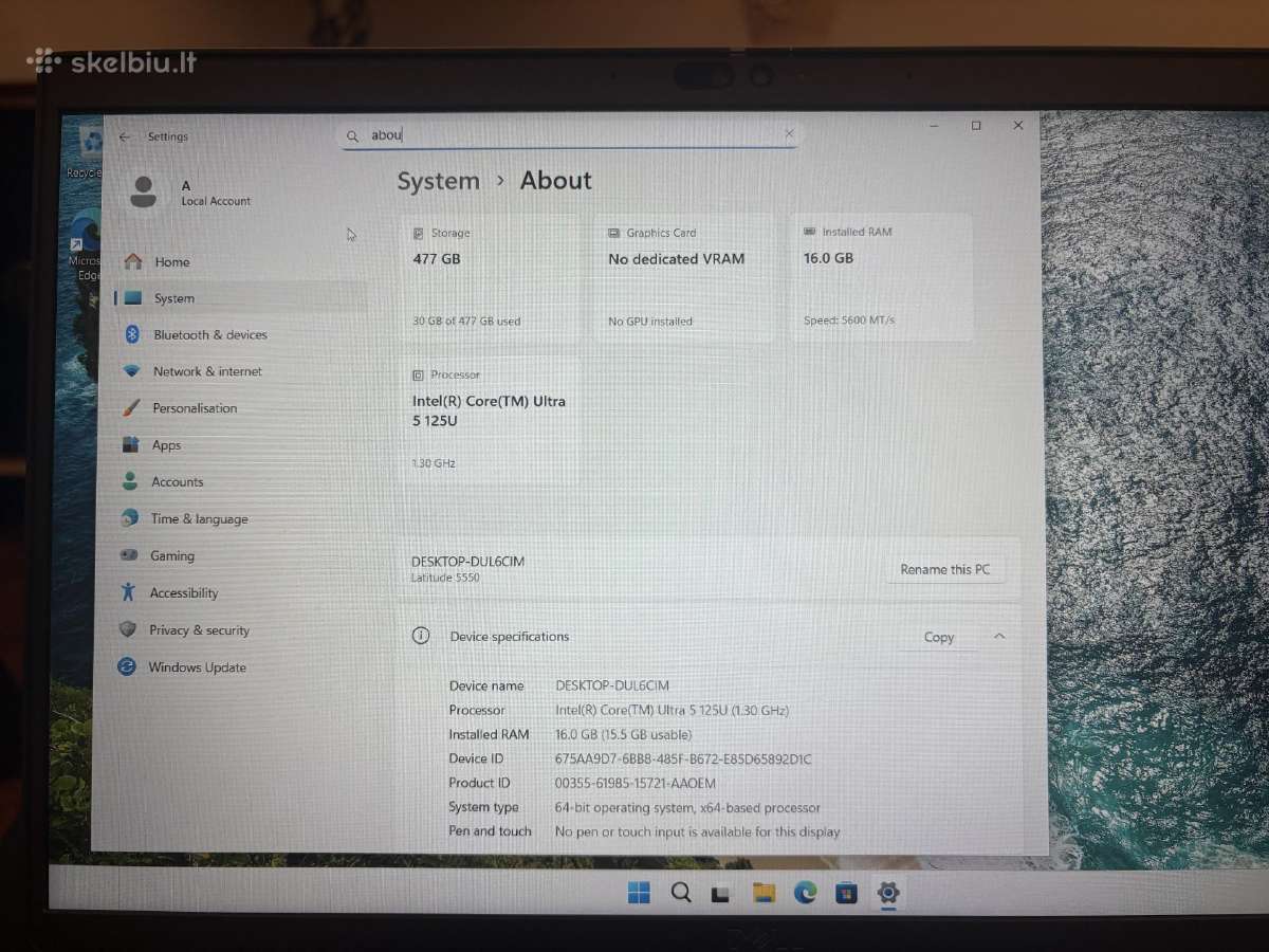 Dell Latitude 5550 laptopas - nuotraukos Nr. 3