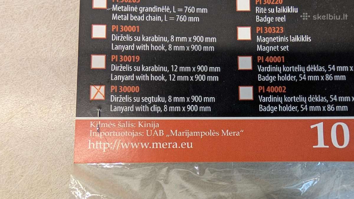 Kaklajuostė su segtuku Pi 30000 (10 vnt.) - nuotraukos Nr. 7