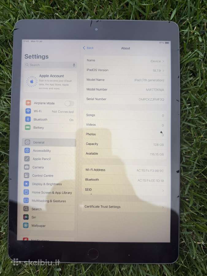 Apple iPad 7 128gb 2019 space gray - nuotraukos Nr. 3