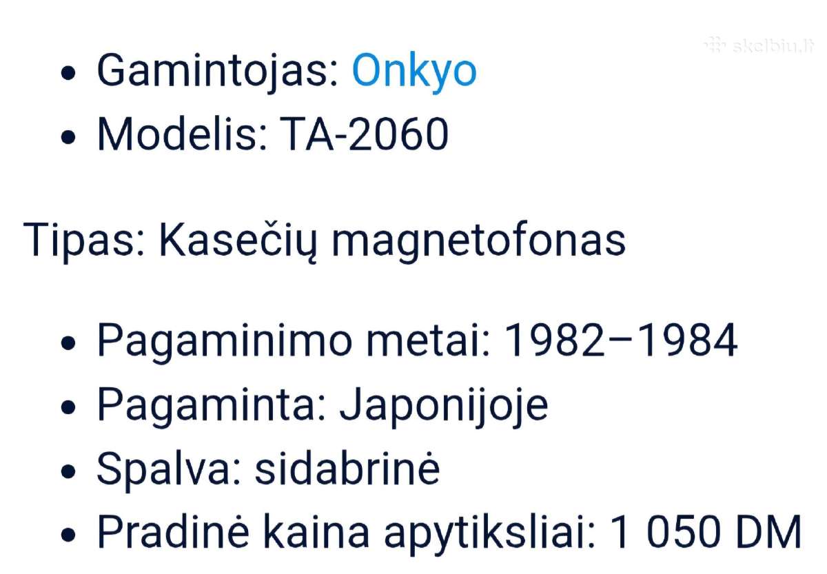 Onkyo Ta-2060. Kasetinis Magnetofonas -Deca- - nuotraukos Nr. 6
