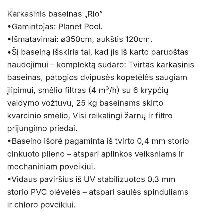 Karkasinis baseinas - nuotraukos Nr. 2