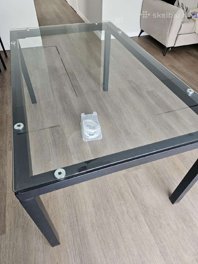 Stiklinis valgomojo stalas su 4 kėdėm - nuotraukos Nr. 4