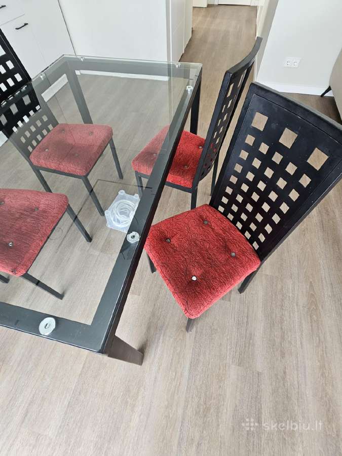 Stiklinis valgomojo stalas su 4 kėdėm - nuotraukos Nr. 8