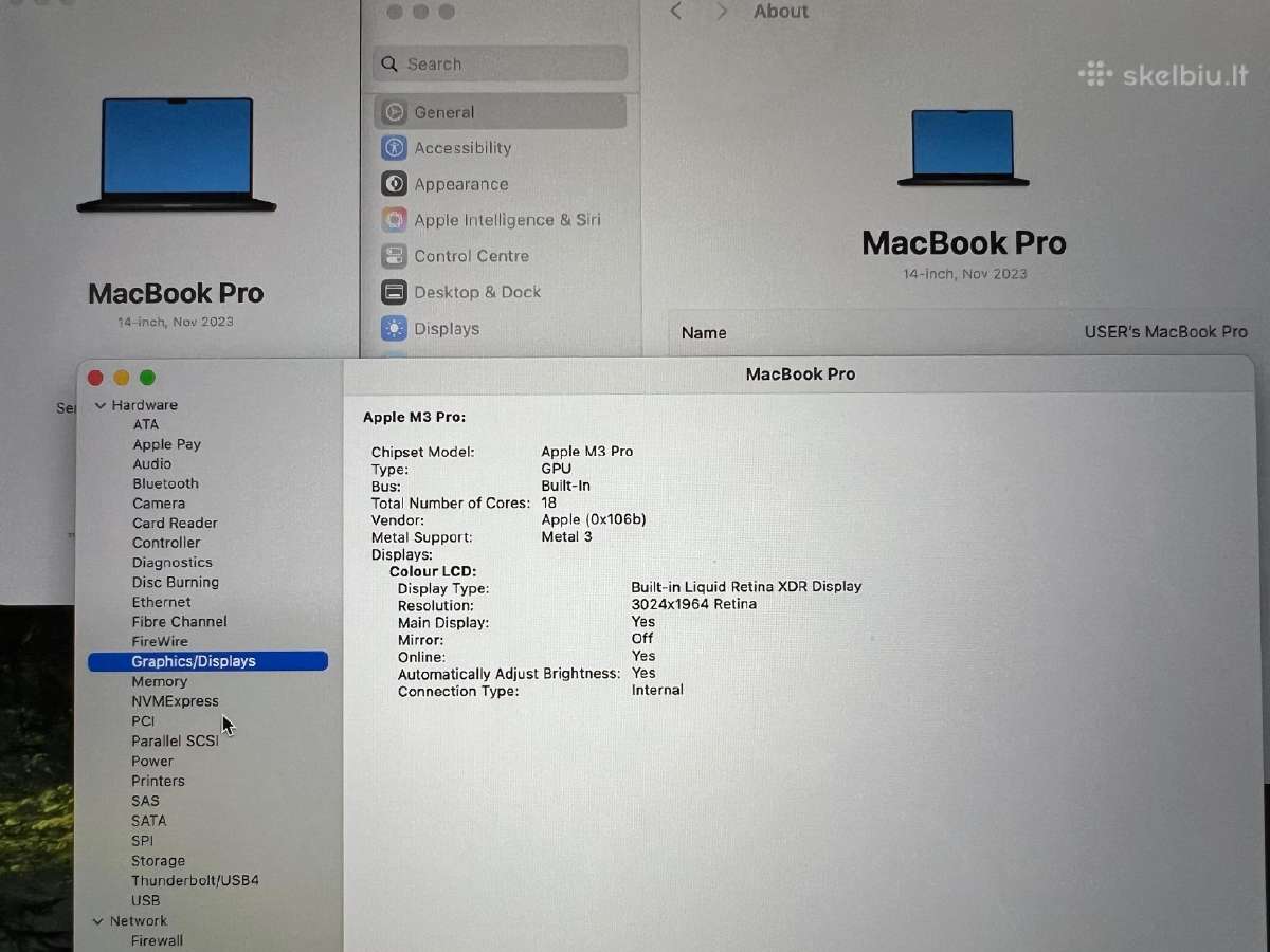 Apple MacBook Pro 14" M3 Pro 18gb RAM 1tb SSD - nuotraukos Nr. 4