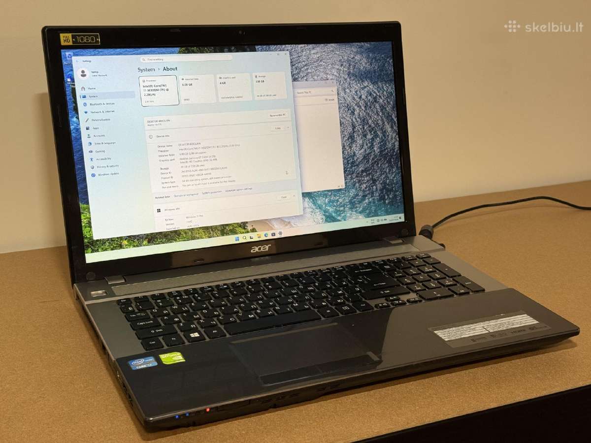 Acer Aspire V3 17.3 colių nešiojamas kompiuteris