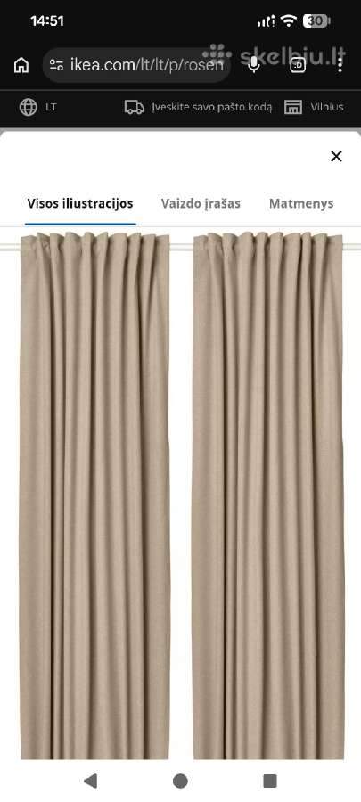 Temdancios uzuolaidos 135x300 Ikea Rosenmandel