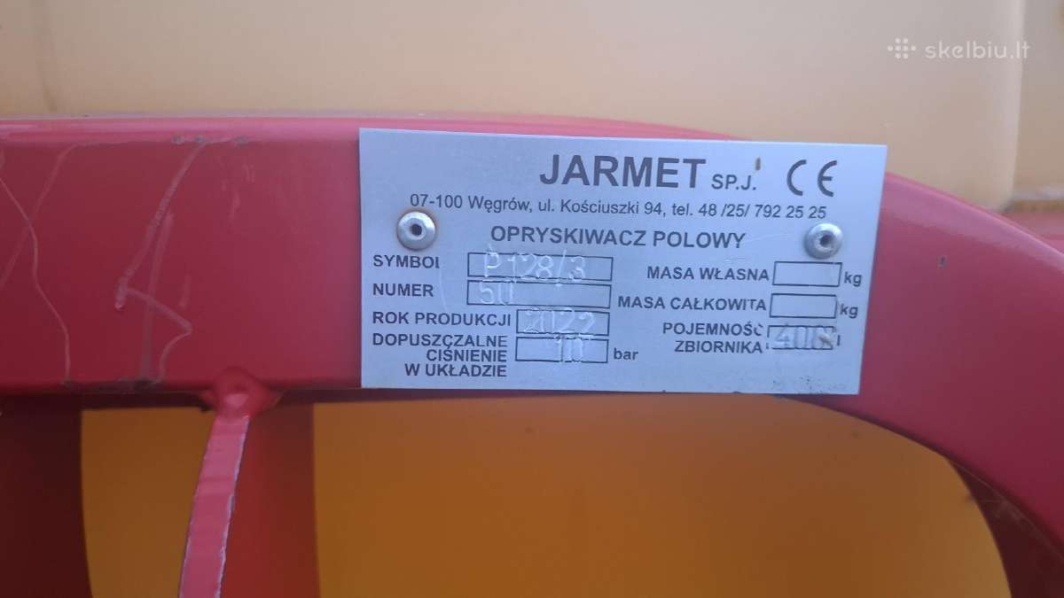 Jarmet pakabinamas 400l purkštuvas - nuotraukos Nr. 3