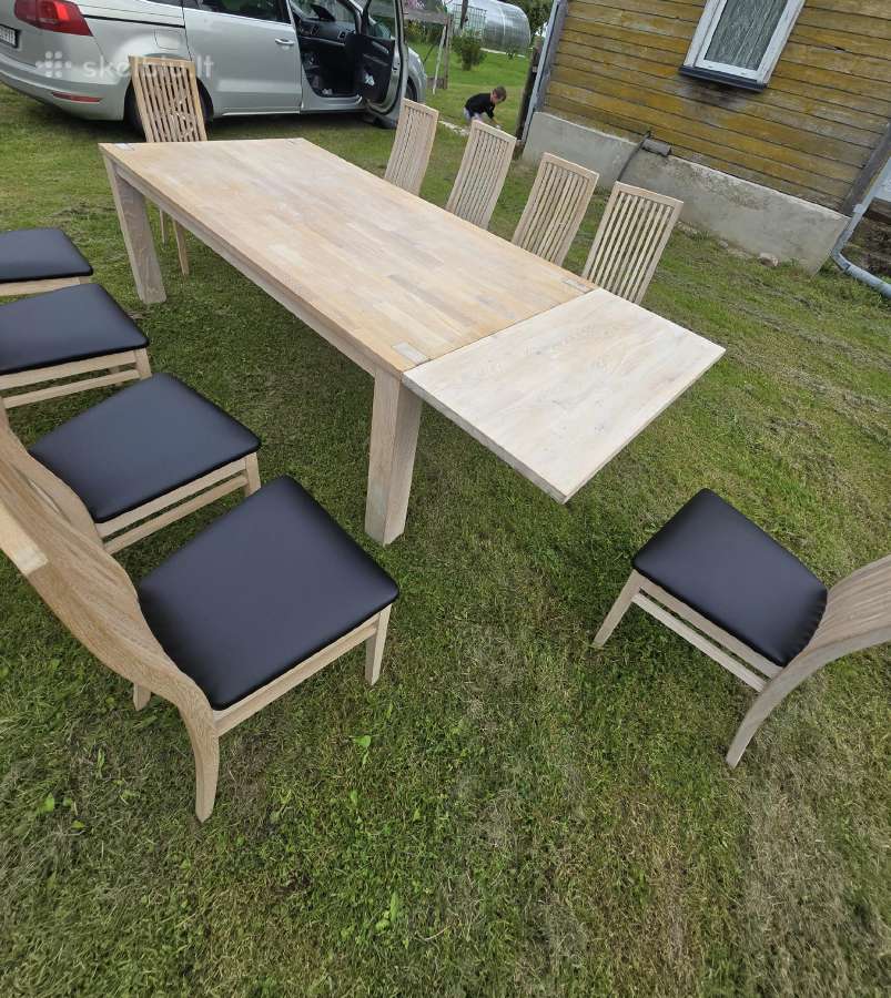 Išskirtinis balinto ąžuolo valgomojo komplektas . - nuotraukos Nr. 3