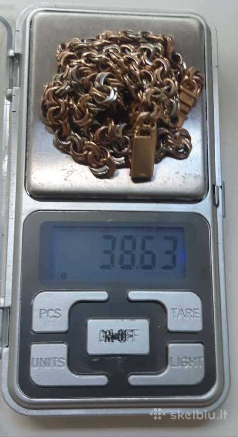 Bismark auksine grandinele raudono su baltu 38,6gr - nuotraukos Nr. 8
