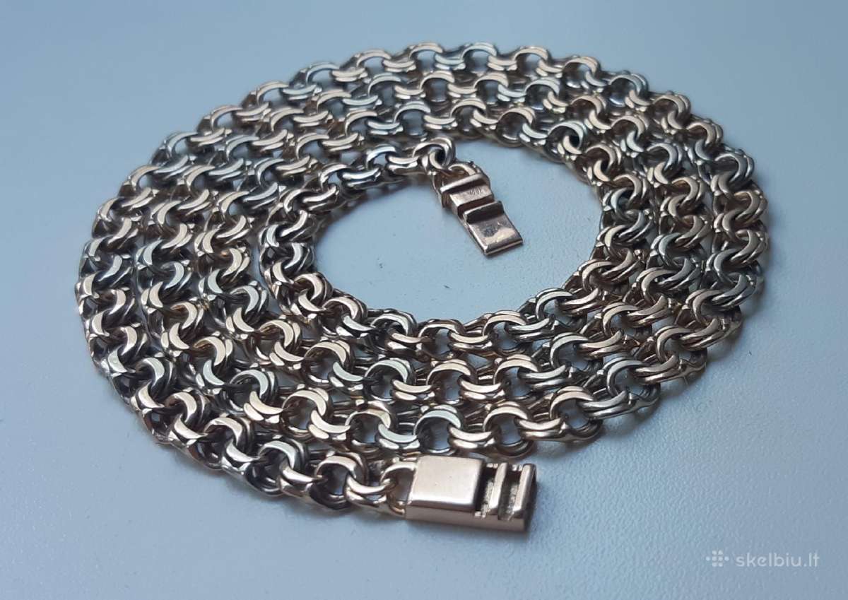 Bismark auksine grandinele raudono su baltu 38,6gr - nuotraukos Nr. 6