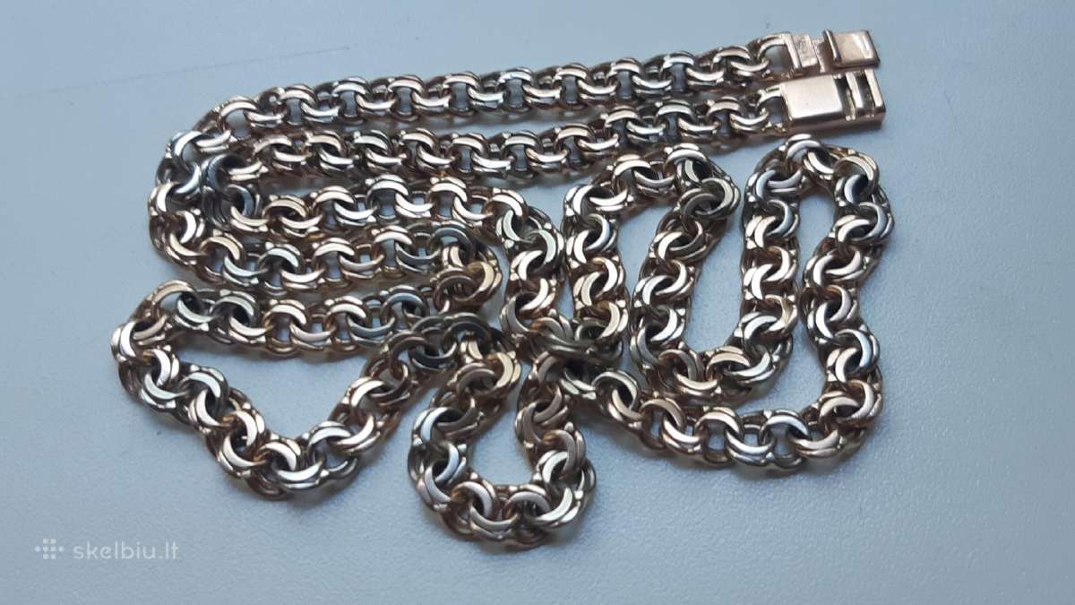 Bismark auksine grandinele raudono su baltu 38,6gr - nuotraukos Nr. 5