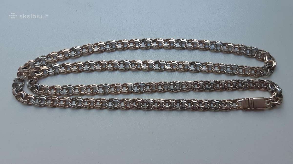 Bismark auksine grandinele raudono su baltu 38,6gr - nuotraukos Nr. 4