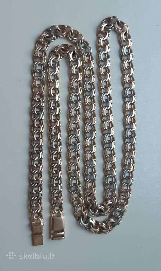 Bismark auksine grandinele raudono su baltu 38,6gr - nuotraukos Nr. 2