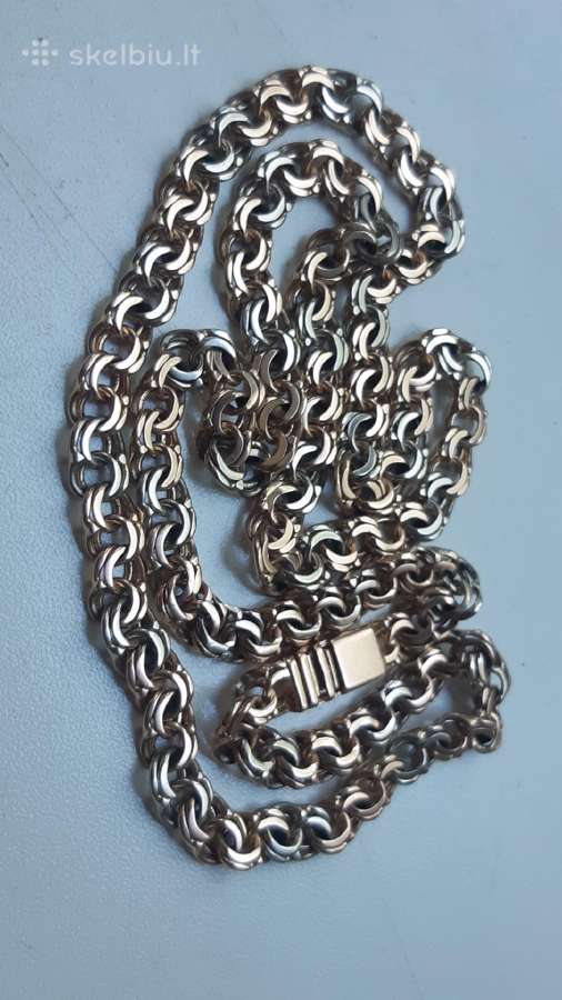 Bismark auksine grandinele raudono su baltu 38,6gr - nuotraukos Nr. 3