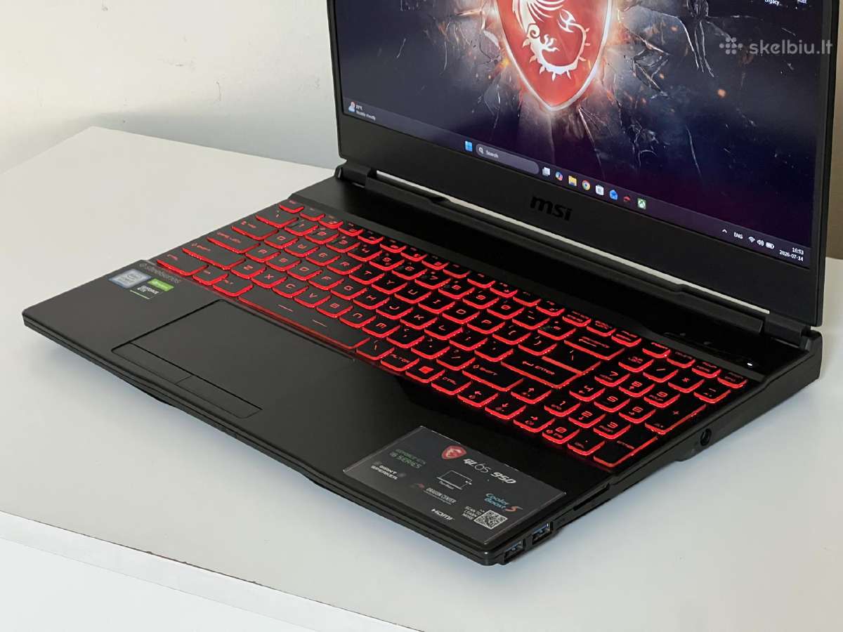 Parduodamas Msi Gl65 su Gtx1660ti, I7-9k, 120hz. - nuotraukos Nr. 4