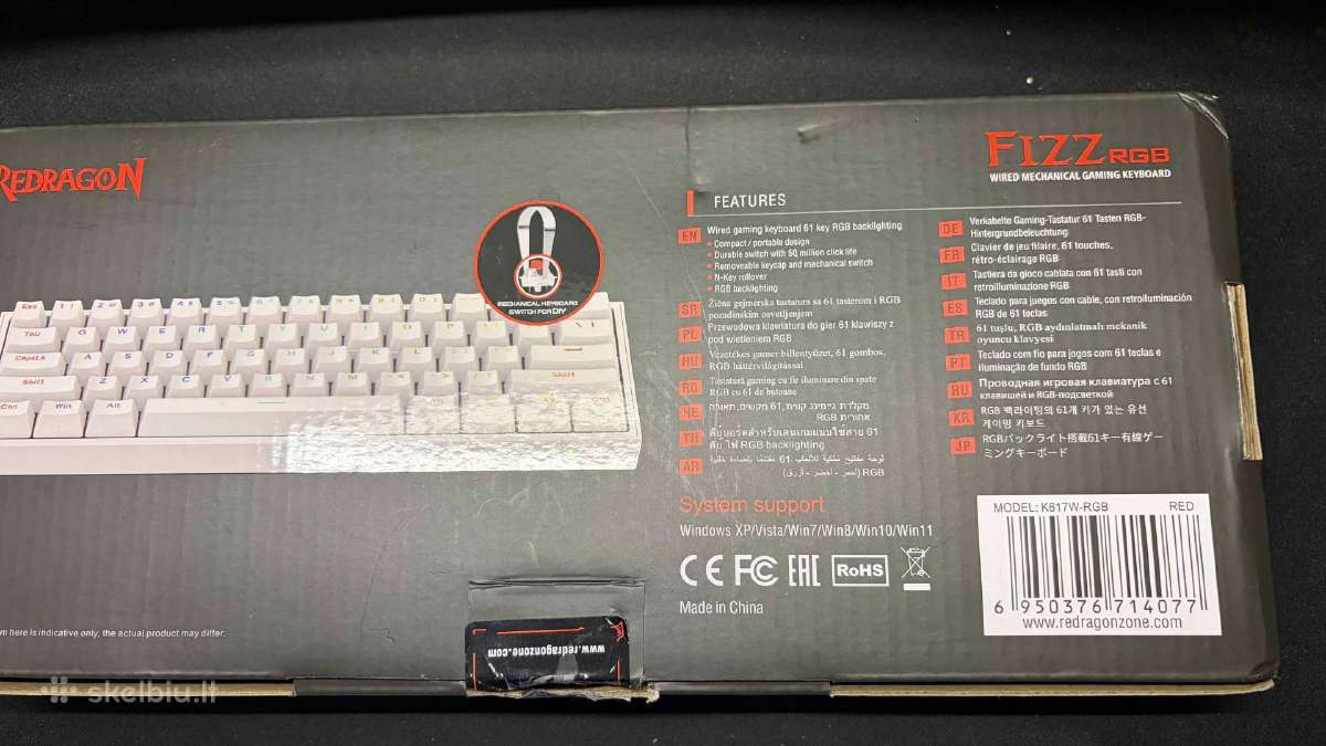 Redragon Fizz K617w-rgb Gaming Keyboard Red switch - nuotraukos Nr. 17