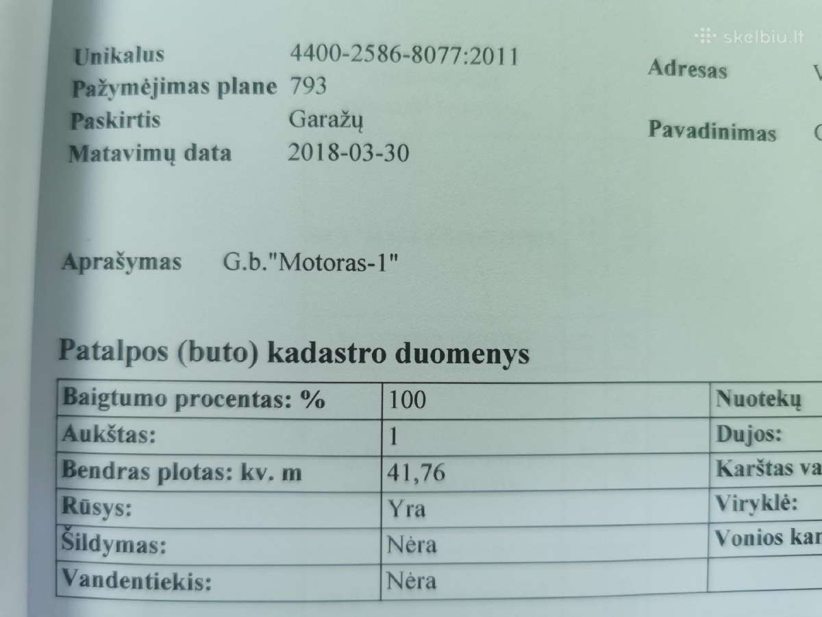 Aukštas garažas Visagine bendrijoje Motoras - nuotraukos Nr. 12