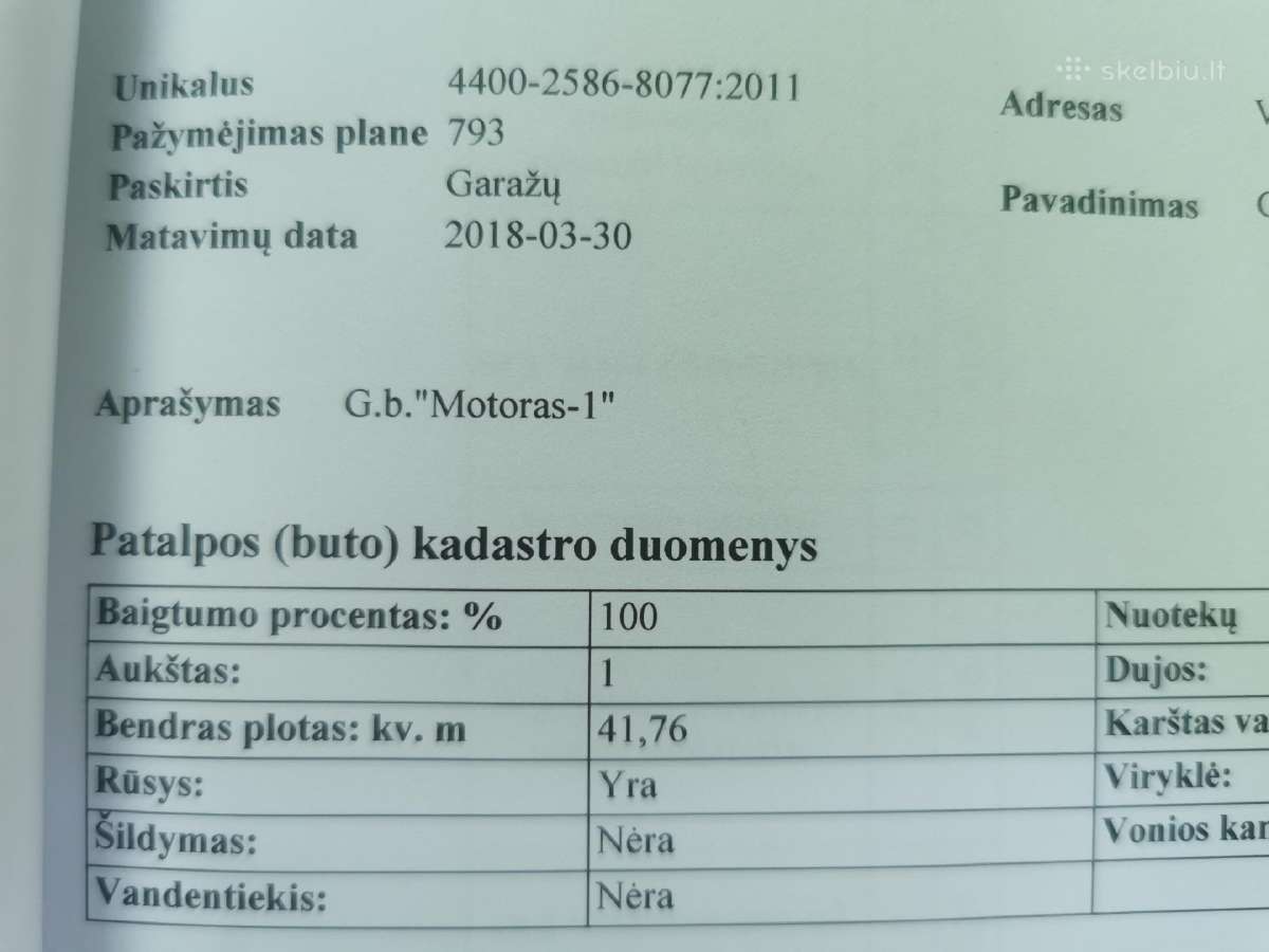 Aukštas garažas Visagine bendrijoje Motoras - nuotraukos Nr. 13