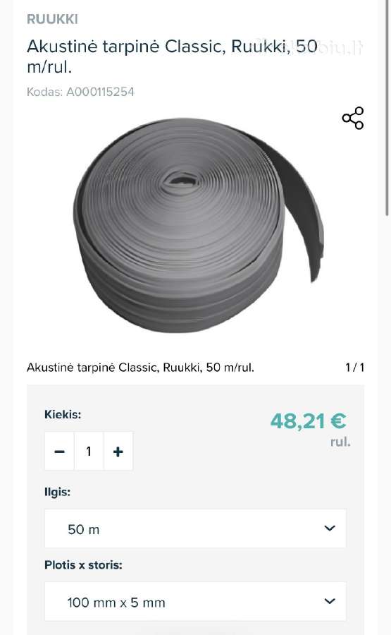 Akustinė tarpinė Classic, Ruukki, 50 m/rul.