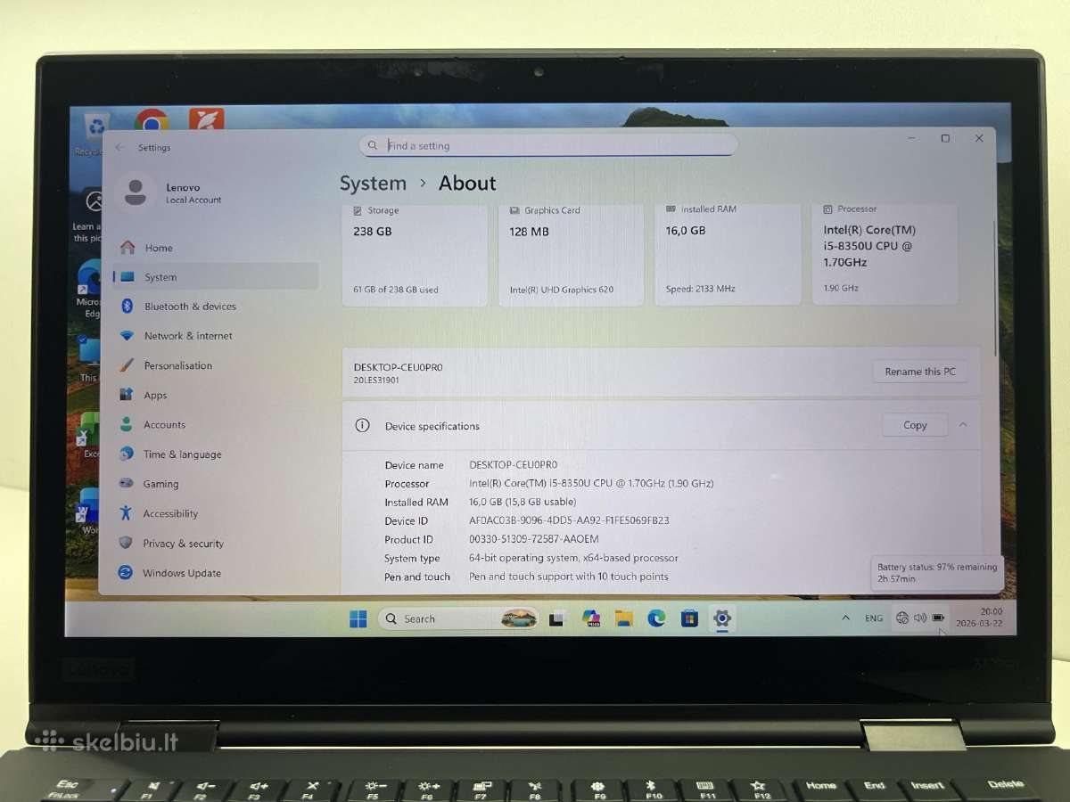 Lenovo X1 yoga gen 3 - nuotraukos Nr. 3