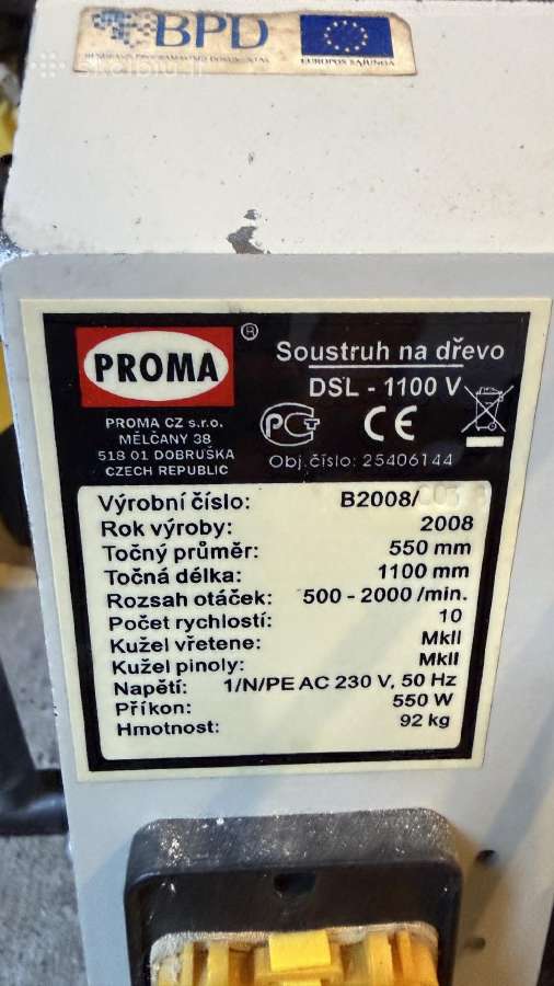Proma Dsl-1100v medžio tekinimo staklės 1100 mm - nuotraukos Nr. 2